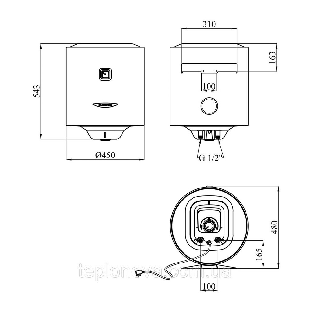 Водонагрівач Ariston PRO1 R 50 V 1,5K PL DRY з сухим ТЕНом 3201450 Чернівці - фото 2