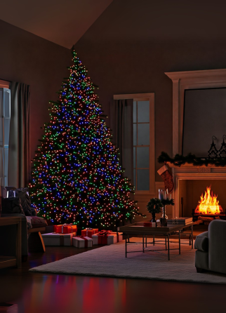 Новорічна гірлянда вулична 100 м 1000 LED з сонячною батареєю чорний провід Мультиколір SB1000L100MBML Коломия