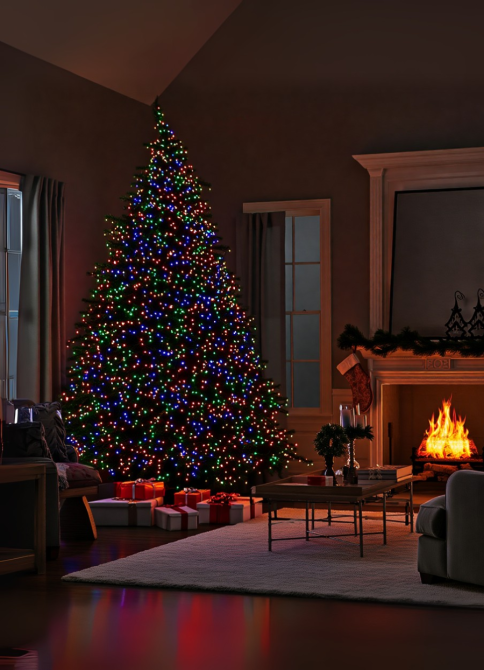 Новорічна гірлянда вулична 100 м 1000 LED з сонячною батареєю чорний провід Мультиколір SB1000L100MBML Коломия - фото 2