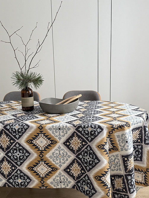 Ecotton Скатертина столова Ecotton DUCK 170х200 см водовідштовхувальна Орнамент синьо-жовта (25 Коломыя - изображение 2