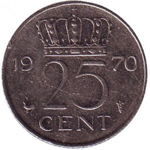 Монета 25 центов. 1970 год, Нидерланды. Полтава - изображение 1