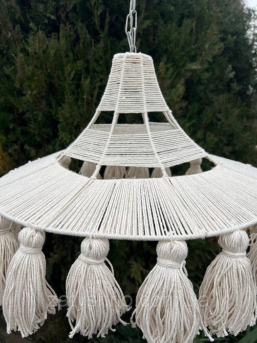 Люстра плетеная белая  с бавовняной нити Киев - изображение 5