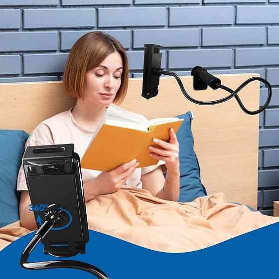 Универсальный гибкий держатель для планшета и телефона 4–10.6 дюймов 360° с зажимом 80 см черный Киев