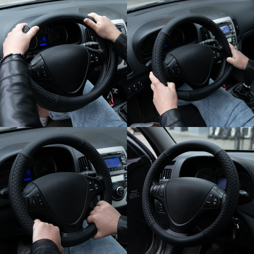 Захисний чохол на кермо VLOD-L2607 BK/RD M чорний-червоний шкіряний Харків - фото 10