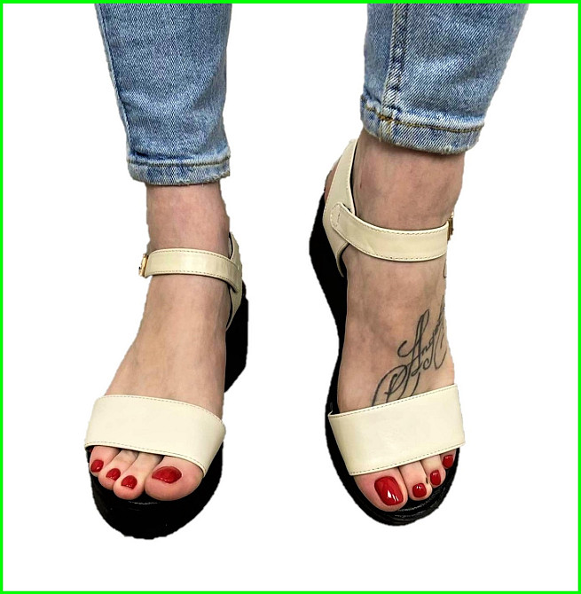 Жінки Сандалія Кожані Босоножки на Танкетці Платформа Білі Літні (розміри: 37) - 73-6 Дніпро - фото 7