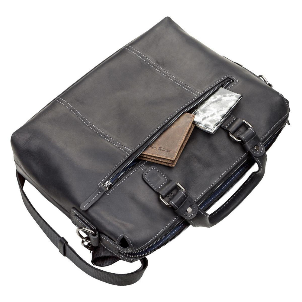 Сумка для ноутбука шкіряна Чорна (SHVIGEL) Київ - фото 4