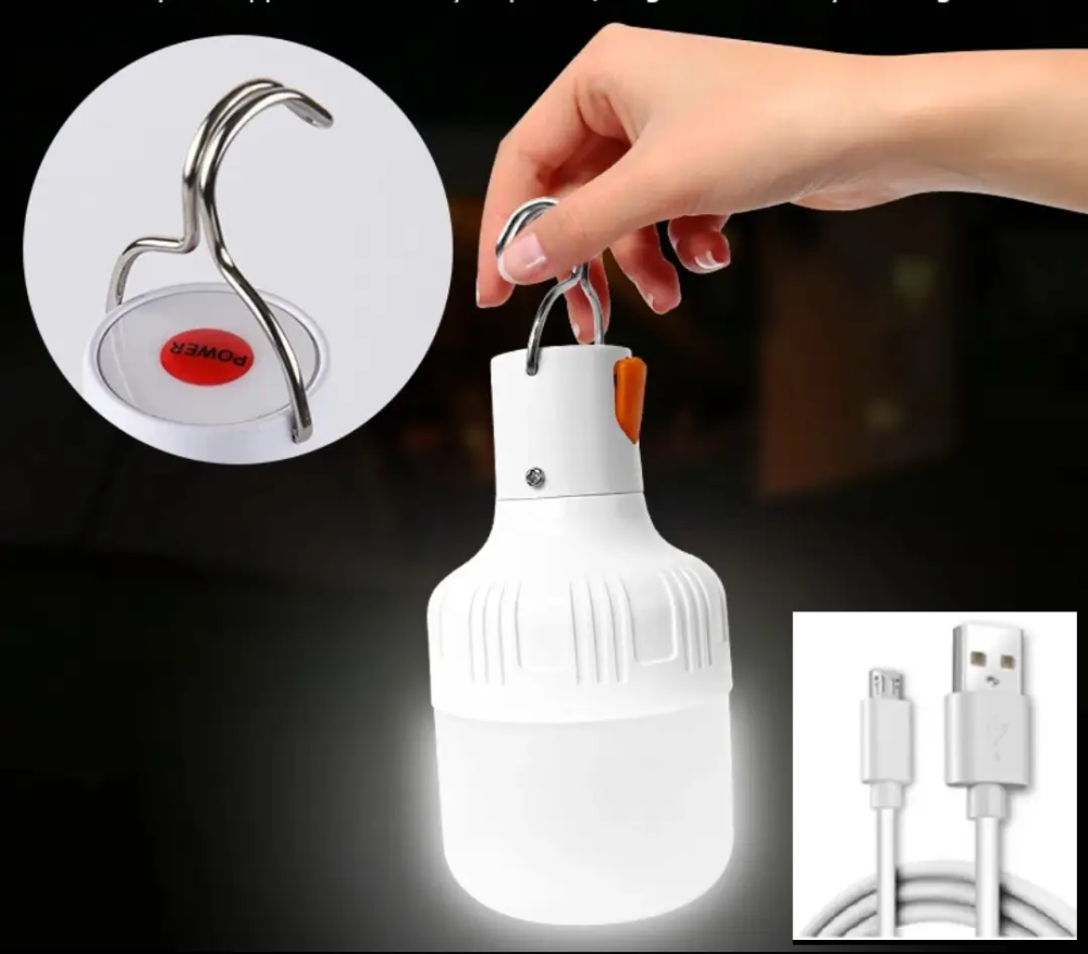 Аккумуляторный фонарик 5 V 60W светодиодный с USB разъёмом для кемпинга 12.5 на 6.5 см белый Киев - изображение 1