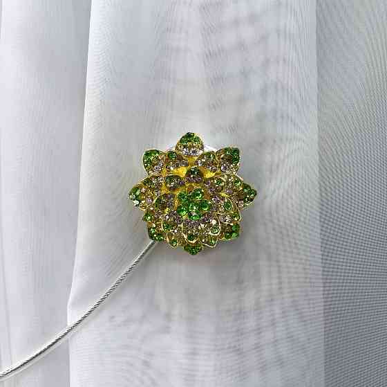 Магніти для штор та гардин "Flowers" набір 2 шт Салатовий з золотистим (81-206) Київ