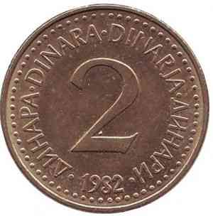 Монета 2 динаров. 1981,82,84,85 год, Югославия. (В) Полтава