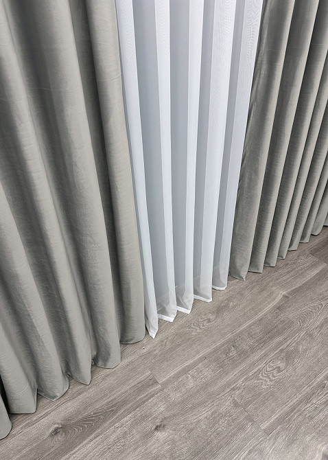 Шторная ткань бархат высота 3м цвет светло-серый 1765ш Киев - изображение 6