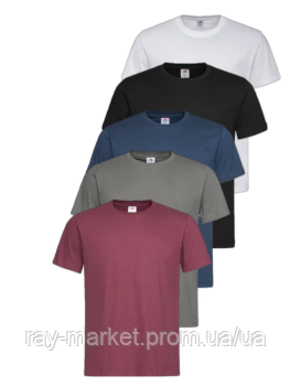 Набір базових футболок 5 шт Stedman Classic-T чоловічий білий/темно-синій/темно-сірий/бордовий (ST2000-WHI-BLO-NAV-RGY-BG) XL Київ