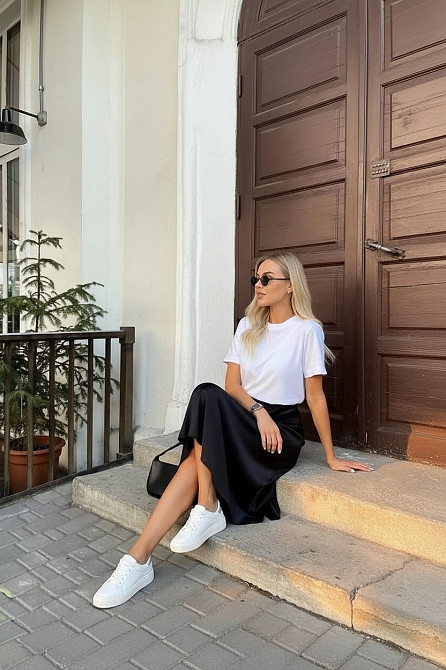 Жіноча спідниця атласна Чорний 42/44 Харків - фото 4