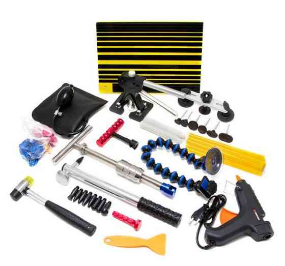 Набір інструментів для видалення вм'ятин без перефарбовування з термопістолетом, 55пр. в кейсі Одеса