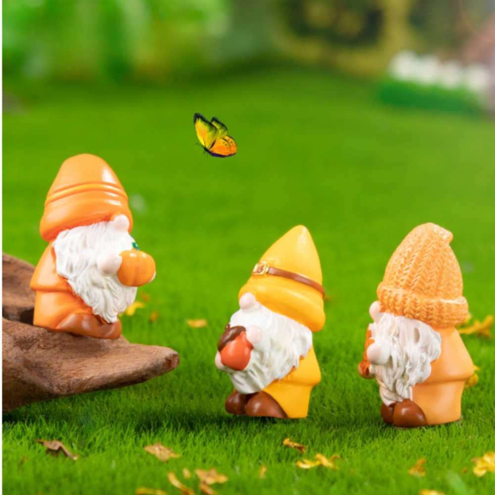 Набор фигурок Гномики Осенние 3 шт для мини-сада и поделок Оранжевые Одесса - изображение 1
