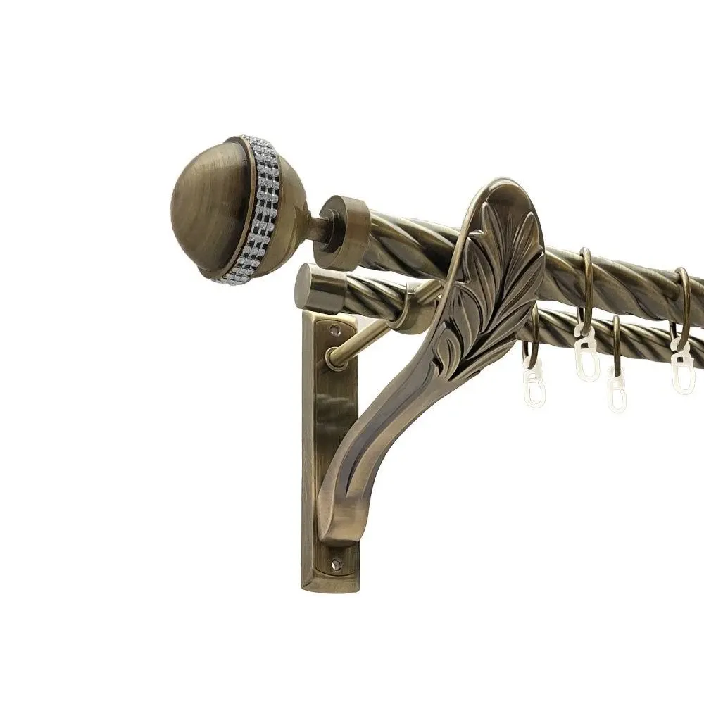 Карниз Orvit Авея металевий дворядний ретро скручена труба кільце металеве Антик 25\19 мм 160 см (00-00016386) Львов - изображение 1