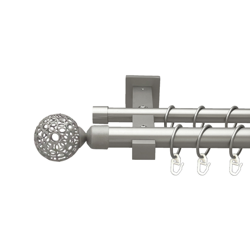 Карниз Orvit Савона металевий дворядний техно гладка труба кільце металеве Сатин 25\19 мм 160 см (00-00026425) Львів - фото 1