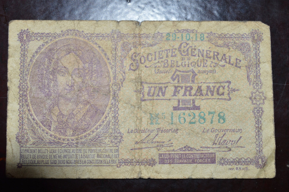 Бельгія 1 франк 1918год Полтава - фото 1