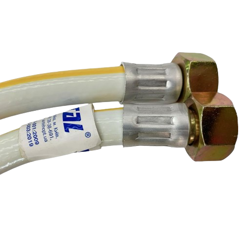 Рукав газовий 1,5м для підключення приладів до газової системи гайка/гайка білий Waterstal Житомир