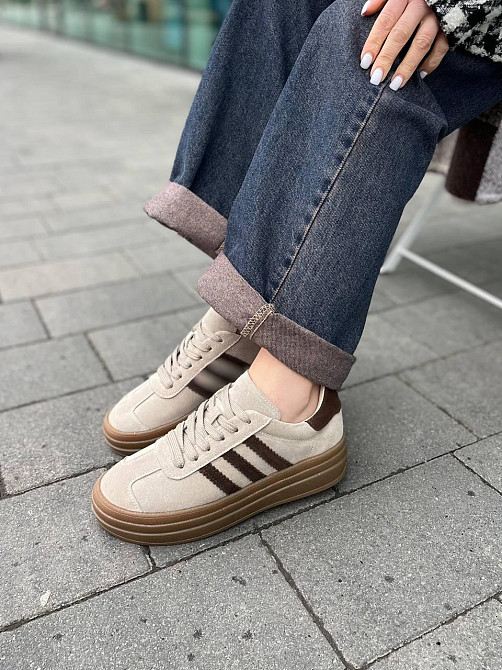 Без бренда Кеди жіночі Notta bene K-0524 бежеві (весна-осінь, замша натуральна) (5812) Коломия - фото 2