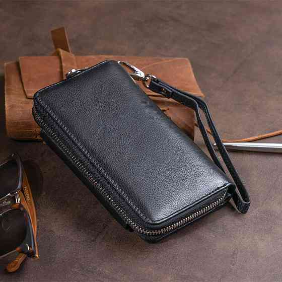 Кошелек из кожи на защелке Черный (ST Leather) Киев