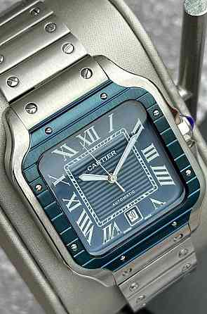 Швейцарський годинник Cartier Santos Silver-Blue Classic. Київ