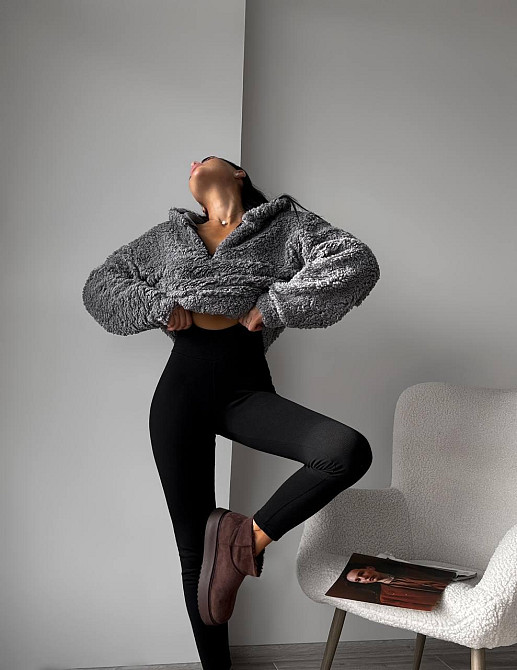 Стильний жіночий теплий костюм двійка Тедди, рубчик щільний з начосом Сірий, 46/48 Одеса - фото 2