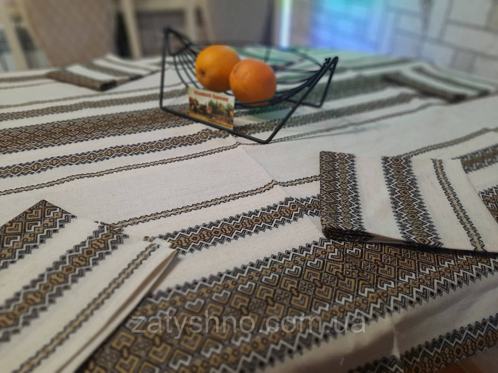 Скатерть на льне вышитая кофейная Киев - изображение 9