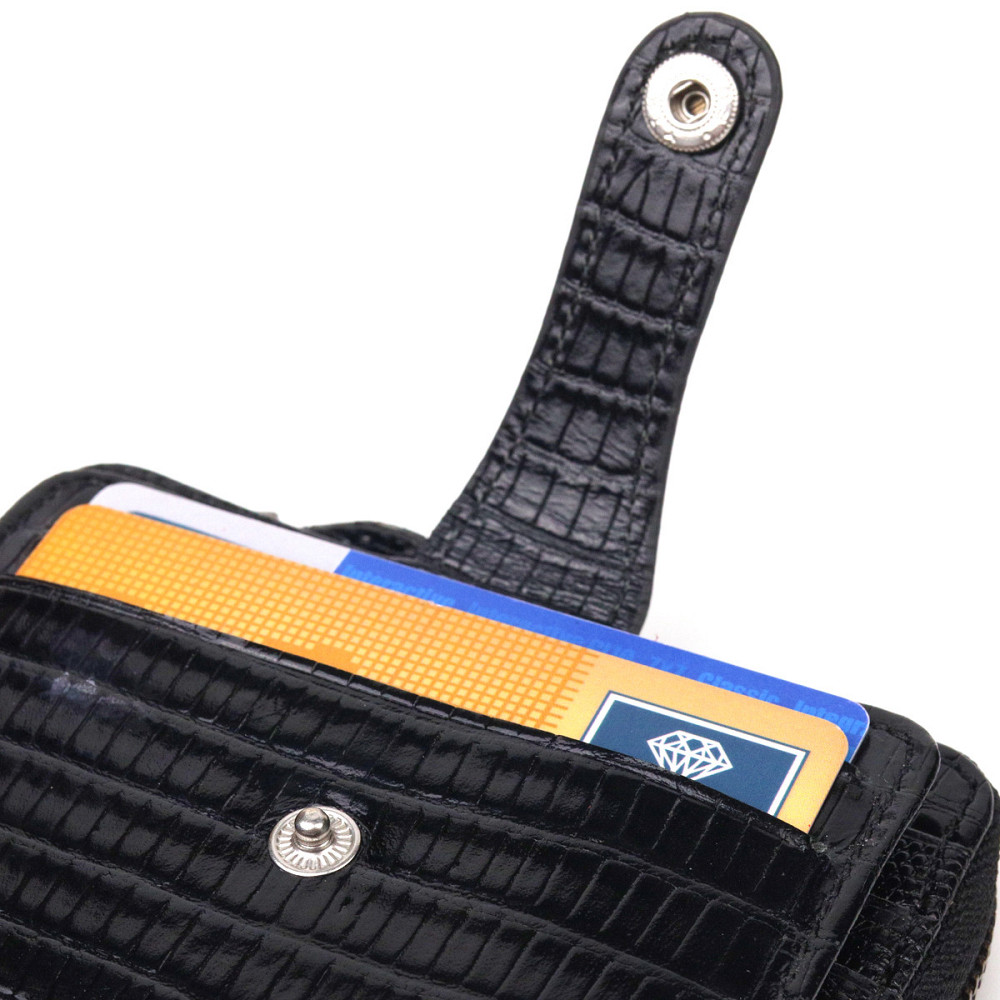 Практичное портмоне из натуральной фактурной кожи CANPELLINI 21494 Черное Киев - изображение 5