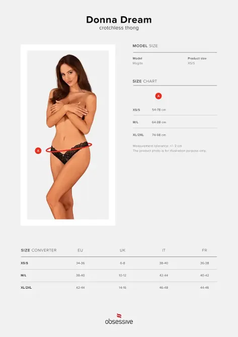 Мереживні стрінги Obsessive Donna Dream crotchless thong XS/S Black, відкритий доступ Львів - фото 5