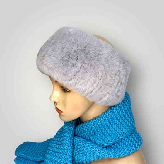 Меховая повязка на голову женская из кролика Rex Серый Харьков