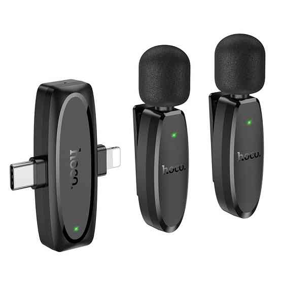 Бездротова мікрофонна система HOCO L15 dual-mic (iP/Type-C) Black Одеса