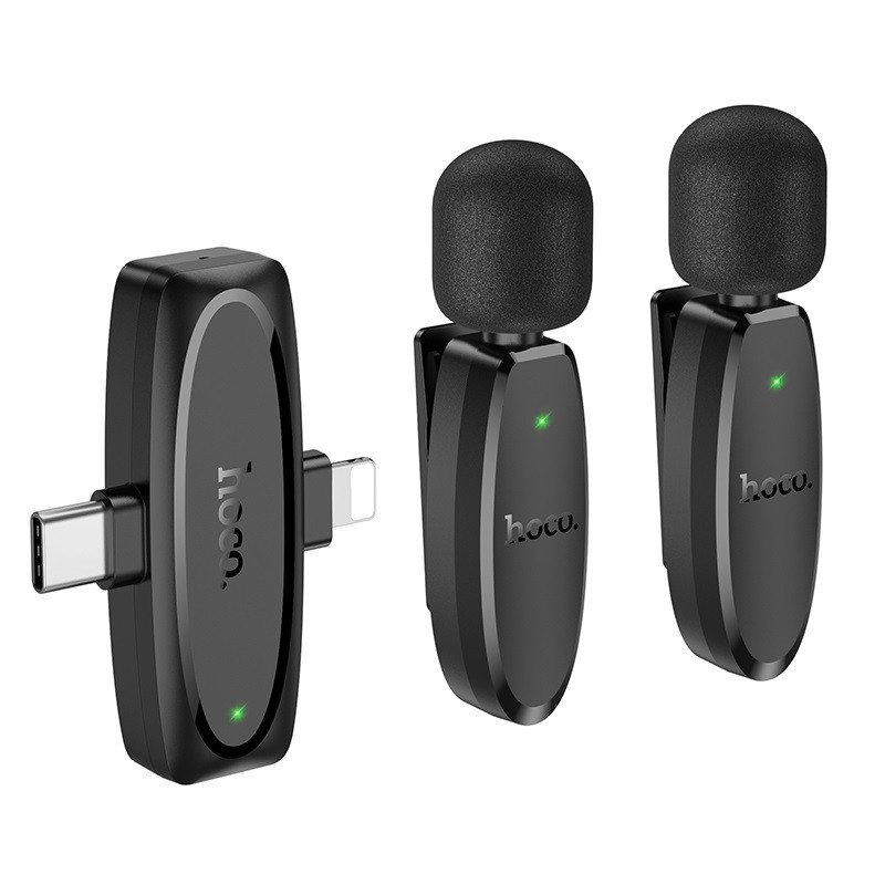 Бездротова мікрофонна система HOCO L15 dual-mic (iP/Type-C) Black Одеса - фото 1