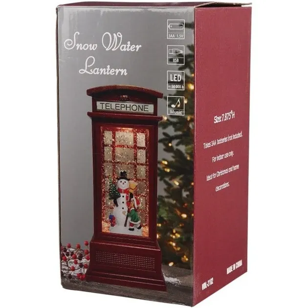 Новорічний нічник телефонна будка Сніговик і дитина Одеса - фото 5