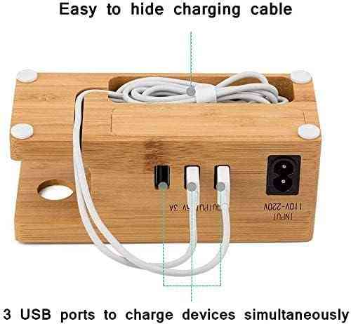 USB зарядная станция из бамбукового дерева AICase 3 порта USB концентратор 3.0 для iPhone и для Apple Watch Днепр