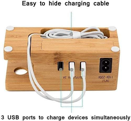 USB зарядная станция из бамбукового дерева AICase 3 порта USB концентратор 3.0 для iPhone и для Apple Watch Днепр - изображение 3