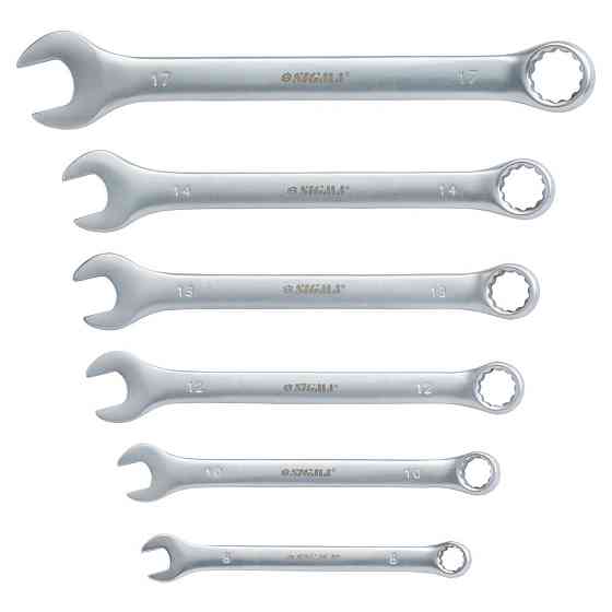 Ключі ріжково-накидні 6 шт 8-17мм CrV satine SIGMA (6010101) Київ