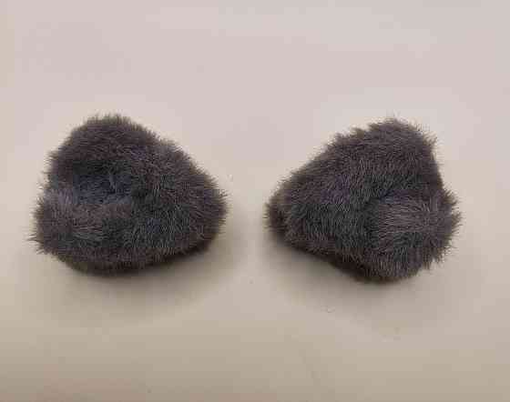 Шпилька крабік із хутра "Вушка" 2 шт Темно-сірий Сміла