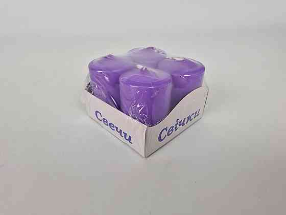 Цветная Цилиндр парафиновая свеча (40/60) ФИОЛЕТОВАЯ крашеная  внутри белая (4 шт) Харьков