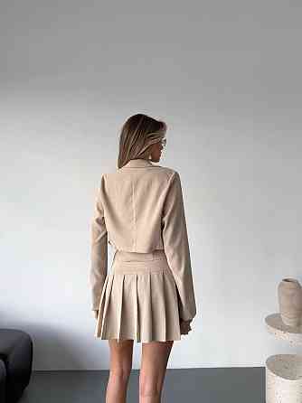 Женский стильный костюм тройка: пиджак, корсет и юбка вельвет Одесса