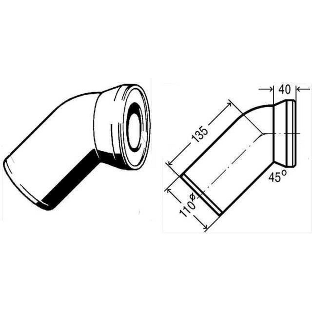 Колено для унитаза 45° пластик Ø110 VIEGA 101718 (000000565) Киев - изображение 2