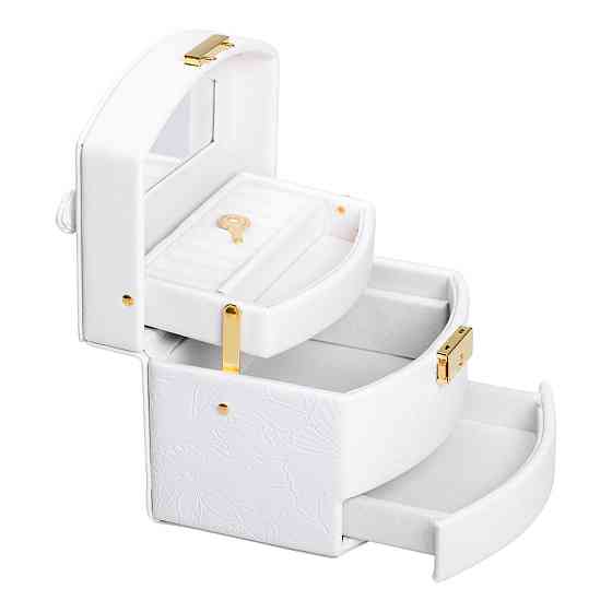 Шкатулка для прикрас з еко-шкіри, 3 яруси, з замком Київ