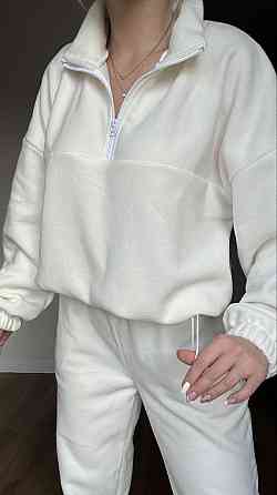 Жіночий теплий прогулянковий костюм-двійка: кофта та штани з полар флісу Молочний, 50/52 Одеса