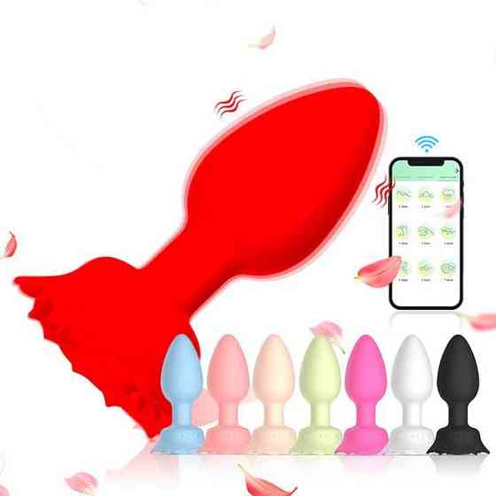 Анальная смарт пробка силиконовая Smart Rose с 9 режимами 3,3 см Красный Винница