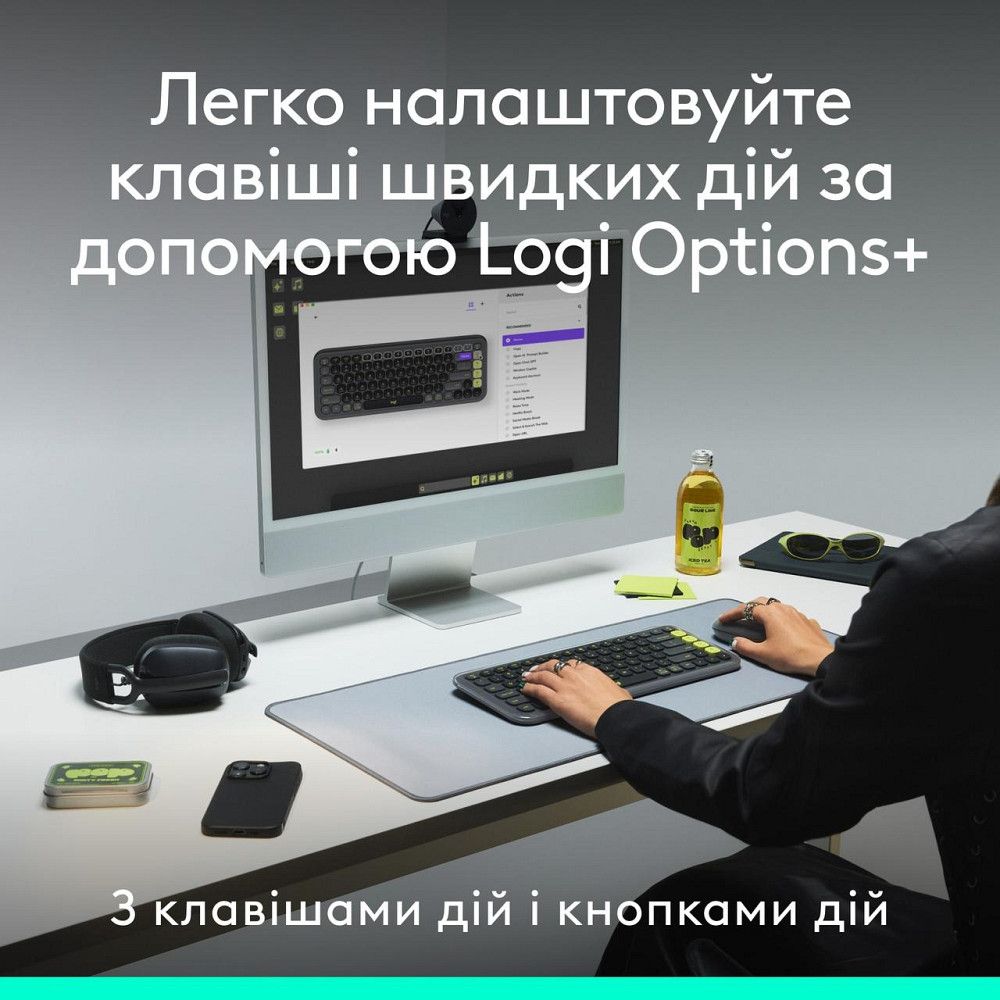 Комплект бездротовий (клавіатура, миша) Logitech Pop Icon Combo Graphite (920-013156) Сірий Харків - фото 18