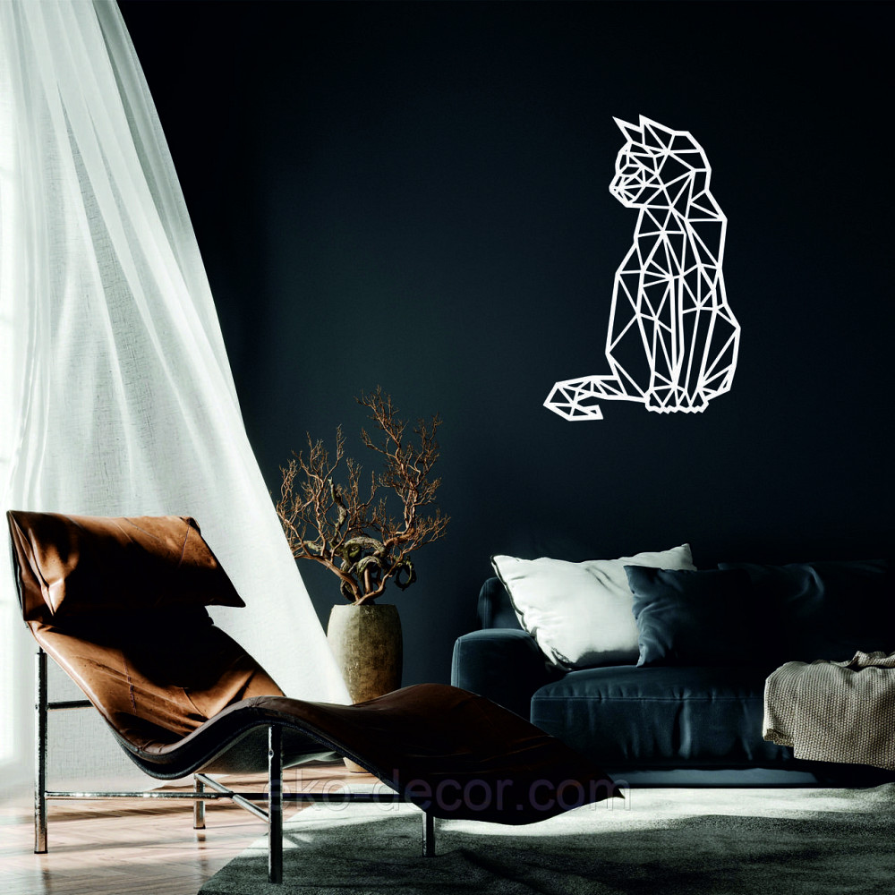 Декоративне настінне Панно «Кіт» Декор на стіну 110*70 см, Білий Київ - фото 1