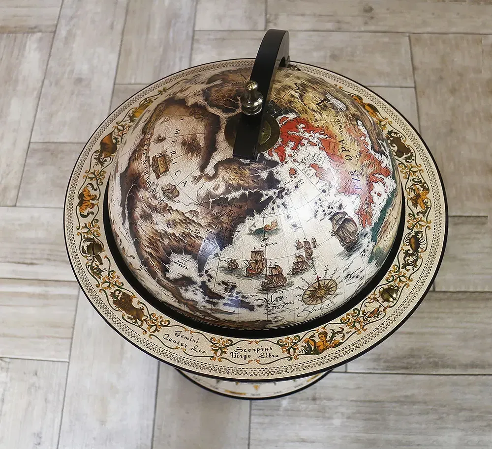 Глобус барів підлоговий Карта світу бежевий на чорній основі сфера 33 см mastersem Київ - фото 4