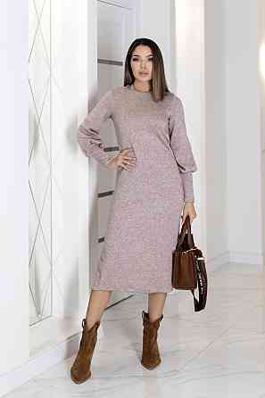 Элегантное ангоровое платье миди с разрезом Ellite батал 50-52, Мокко Киев
