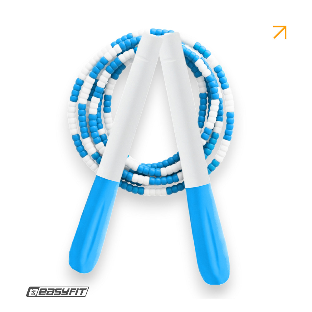 Бісерна скакалка EasyFit FreeRope 2,7 м (біло-блакитна) Коломия - фото 7
