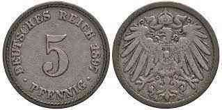 5 пфеннігів 1897 A - Німеччина Полтава
