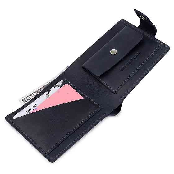 Мужское компактное кожаное портмоне GRANDE PELLE 11519 Темно-синий Киев